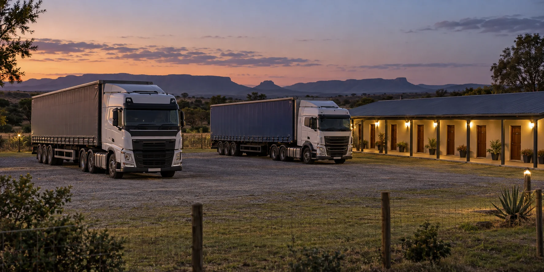 Illustration of truck stop & sleeping quarters